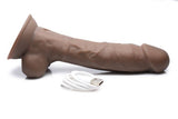 Fleshstixxx 8in Vibrating Dildo W- Balls Dark