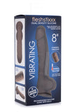 Fleshstixxx 8in Vibrating Dildo W- Balls Dark