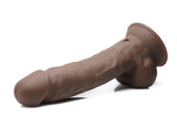 Fleshstixxx 8in Vibrating Dildo W- Balls Dark