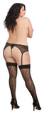 Leopard Fishnet Thigh High Dmd Black Queen O-s - iVenuss