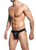 Male Basics Dngeon Peekaboo Jockstrap Black O-s (hanging)