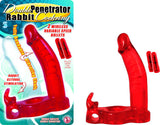 Double Penetrator Rabbit Cockring Red - iVenuss