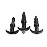 Trinity Vibes 4 Pc Vibrating Anal Plug Set Black - iVenuss