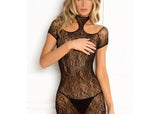 Cold Shoulder Bodystocking Lace Black M-l