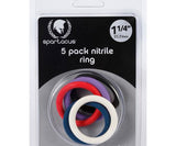 Cock Rings Nitrile 5pc Rainbow